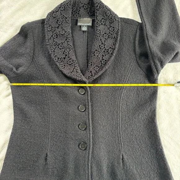 Cynthia Rowley Lace Collar Black Wool Jacket - Picture 8 of 12